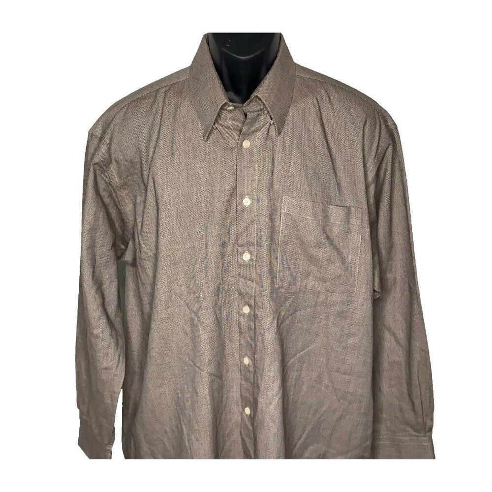 Vintage 90s YSL Yves Saint Laurent Button Up Shirt Mens Size L Brown